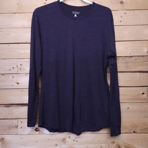 SEGMENTS Womens Top XL Purple 100% Merino Wool Crew Neck Long Sleeve Base Layer